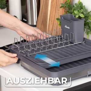 Suport pentru vase Vileda - Design compact, inoxidabil, cu suport pentru tacamuri - Img 3