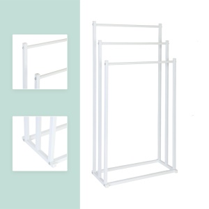 Suport prosoape Relaxdays, 3 stangi, metal, alb, 86 x 44 x 21 cm - Img 5
