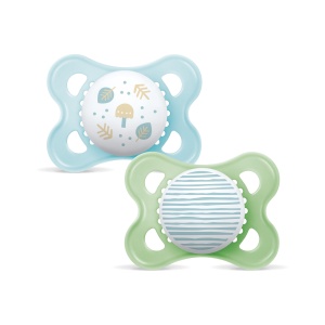 Suport suzeta MAM Original, 0-6 luni, silicon, auto-sterilizare, albastru, 2 bucati