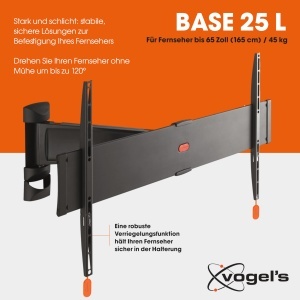 Suport TV Vogels Base 25L pentru televizoare 40-65 inch, max. 45 kg, inclinabil si rotativ - Img 2