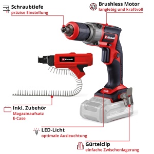 Surubelnita electrica Einhell TP-DY 18 Li BL 18V motor fara perii cu LED si magazin pentru suruburi - Img 3