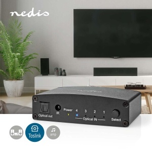 Switch audio digital Nedis, 4 intrari TosLink, negru, metalic - Img 2