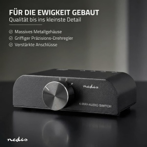Switch audio Nedis - 4 surse, 3x RCA si 1x 3,5 mm, aluminiu - Img 6