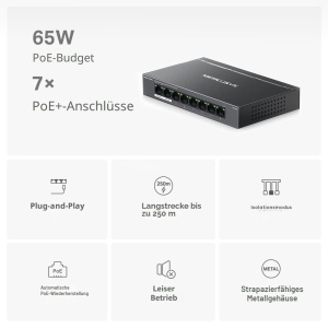 Switch PoE Mercusys MS108GP, 8-Porturi Gigabit, 7 Porturi PoE, 65W - Img 4