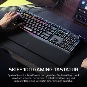Tastatura de gaming Corsair Skiff 100, RGB, neagra, cu suport pentru maini - Img 2