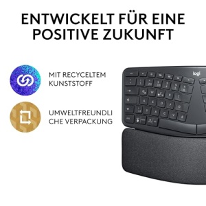 Tastatura ergonomica fara fir Logitech ERGO K860 - Tastatura divizata, suport pentru incheietura mainii, tastare naturala, rezistent la pete, conectivitate Bluetooth si USB, pentru Windows/Mac - Grafit - Img 13