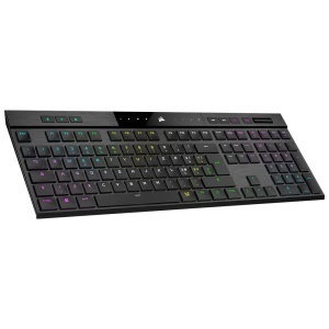 Tastatura mecanica Corsair K100 Air Wireless, RGB, Ultra subtire, Neagra