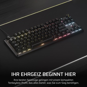 Tastatura mecanica de gaming CORSAIR K70 CORE TKL RGB Tenkeyless - Comutatoare liniare pre-lubrifiate CORSAIR MLX Red v2 - SOCD - Atenuare fonica cu doua straturi - Taste ABS - QWERTZ UK - Negru - Img 2