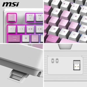 Tastatura mecanica MSI Forge GK600 TKL W Violet FR, switch-uri liniare, RGB, Bluetooth - Img 6