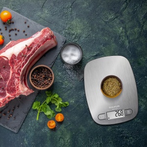 Taurus Easy Inox - Cantar digital de bucatarie | Capacitate de cantarire de 5 kg | Functie de flotabilitate | 4 senzori de precizie | Precis | Argintiu, 15 cm x 20 cm - Img 6