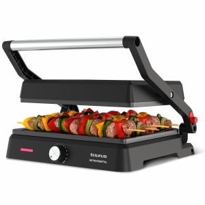 Taurus - Gratar de contact Essential 2600W | Gratar 2 in 1 si plancha | Farfurii 29x23 cm | Fara PFOA | Tava de scurgere pentru grasime | Termostat reglabil | Cool-Touch si blocare a placii - Img 1