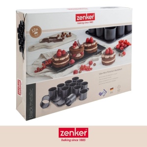 Tava de copt mini tarta Zenker 12 bucati O 8,5 cm SPECIAL CREATIVE, tava de copt cupcake cu acoperire antiaderenta, tava de cuptor pentru prajituri rotunde mici (culoare: negru), cantitate: 1 bucata - Img 5