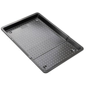 Tava de copt perforata metalica Zenker - extensibila pentru baghete, prajituri si pizza perfecte, 52-37x33 cm, tava extensibila, perforata - Img 5