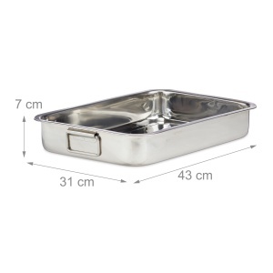 Tava de copt Relaxdays XL din otel inoxidabil, spatiul de gatit 43 x 31 cm - Img 4