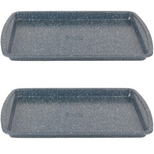 Tava de copt Russell Hobbs Nightfall Stone 2 bucati, 38 cm, antiaderenta, carbon, albastru