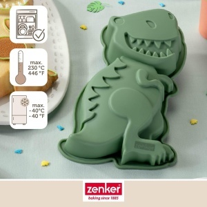 Tava de copt Silikon Zenker Dinosaurier, 24 x 16,5 x 5 cm, Platin Silikon - Img 2