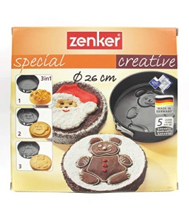 Tava de copt Zenker 26 cm cu 2 funduri motiv, antiaderenta, neagra - Img 2