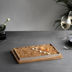 Tava din otel inoxidabil Lacor 60831, 26 x 18 cm, cu baza din lemn de acacia - Img 5