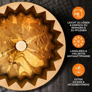 Tava Gugelhupf NutriChef 23 cm - Aluminiu cu Antiaderent, Design Elegant, 1.8L - Img 5