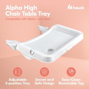 tava hauck Alpha alba - Placa de sufragerie 3 in 1 compatibila cu scaunul inalt din lemn Alpha si Beta pentru copii de 6-24 de luni cu reductor de sca - Img 2