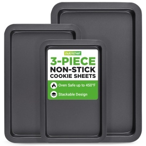 Tava pentru copt NutriChef, set 3 piese, antiaderente, rezistente la 450F