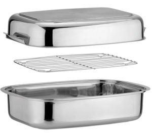 Tava pentru cuptor Tescoma EXCLUSIVE 36 x 24 cm din otel inoxidabil cu capac - Img 2