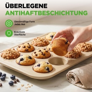Tava pentru muffins NutriChef 2 seturi, 24 forme, antiaderent, 35x26cm - Img 3