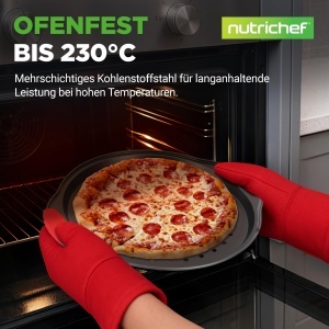 Tava pentru Pizza NutriChef Pizzablech 32 cm, Carbonstahl, Negru, Antihaft - Img 7