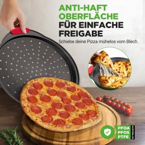 Tava pentru pizza NutriChef Pizzablech, 32cm, antiaderenta, neagra - Img 2