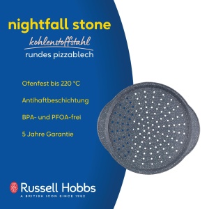Tava rotunda pentru pizza Russell Hobbs Nightfall Stone 37cm antiaderenta otel carbon - Img 2