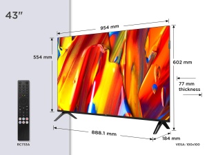 TCL 43V5C - 43 Full HD Smart QLED Direct LED TV cu Android TV si HDR - Compatibil cu Google Cast si Google Home design subtire - Img 2