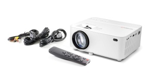 Technaxx Mini Beamer pentru exterior, casa, birou - difuzor de 2W, dimensiune proiectie 32"-176", 40.000 de ore de viata LED, HD, telecomanda - proiector mic cu player multimedia TX-113 - Img 3
