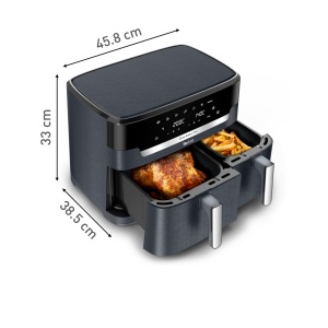 Tefal Dual Easy Fry XXL Friteuza cu aer cald cu camera dubla, capacitate 11 litri, sertar de 6,5 L si sertar de 4,5 L, fara grasime suplimentara, 7 programe, poate fi folosit in masina de spalat vase, gri, EY942BE0 - Img 9
