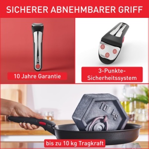Tefal L97490 Set de tigai Ingenio Preference On 3 piese | stivuibile | Acoperire antiaderenta | Potrivit pentru inductie | Indicator de temperatura Thermo-Signal | Negru/Otel inoxidabil, mare - Img 4