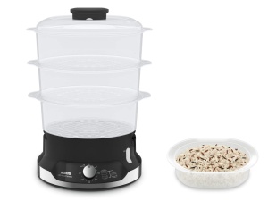 Tefal VC2048 Abur ultracompact | Sistem de depozitare stivuibil | Gatit sanatos | 3 atasamente fara BPA | Cronometru de 60 de minute | Completarea in timpul gatitului | Capacitate 9 L | Incl. insertie de orez | 800 W - Img 1