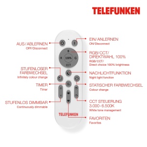 Telecomanda Telefunken RGBCCT, cu suport, baterii incluse, alba - Img 3