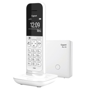 Telefon DECT Gigaset CL390, design elegant, afisaj grafic, alb