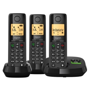 Telefon DECT Gigaset Pure 320A Trio cu Anunturi, Freisprech si 100 Contacte, Negru