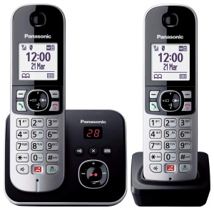 Telefon fara fir Panasonic KX-TG6862 Duo cu LCD mare, Anunturi vocale, Reducere zgomot