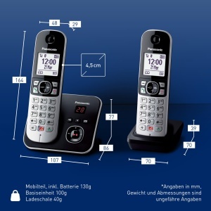 Telefon fara fir Panasonic KX-TG6862GB Negru-Argintiu cu 2 Mobiluri si Robot Telefonic - Img 3