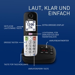 Telefon fara fir Panasonic KX-TGU432EXB, 2 receptoare, ecran LCD, functie de apeluri favorite, negru-argintiu - Img 2