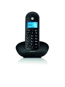 Telefon fix cordless Motorola T101 negru, design elegant, display iluminat