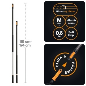 Teleskop Stiel Fiskars OneClick M, 119-179 cm, Aluminium, NegruPortocaliu - Img 2