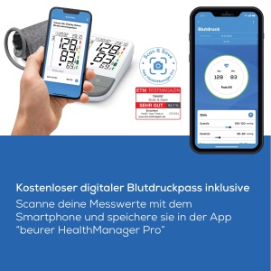 Tensiometru Beurer BM 53, fabricat in Europa, validat clinic, detectarea fibrilatiei atriale (AFib) pentru prevenirea accidentului vascular cerebral, cu indicator de risc, pentru circumferinta bratului de 22-42 cm, afisaj XL - Img 6