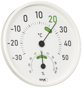 Termohigrometru Analog TFA Dostmann 45204502 InteriorExterior Zone de Confort Colorate Alb