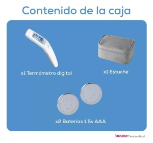 Termometru clinic cu infrarosu fara contact Beurer FT 90 / termometru pentru bebelusi / pentru masurarea usoara a fruntii pentru adulti si copii / afisaj digital / cu baterie, 1 bucata (1 pachet) - Img 8