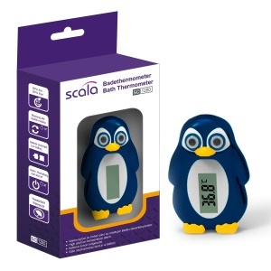 Termometru digital pentru baie SC 1280 Pinguin, display LC, culoare albastra
