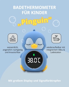 Termometru Digital Pinguin Robo Toys pentru Baie si Camera, LCD, Reincarcabil, Silikon BPA-free - Img 2