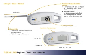 Termometru digital TFA Dostmann Thermo Jack, alb, abwaschbar - Img 4