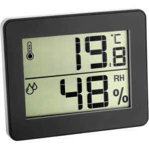 Termometru-higrometru digital TFA Dostmann 30.5027.01, ultra-plat, negru